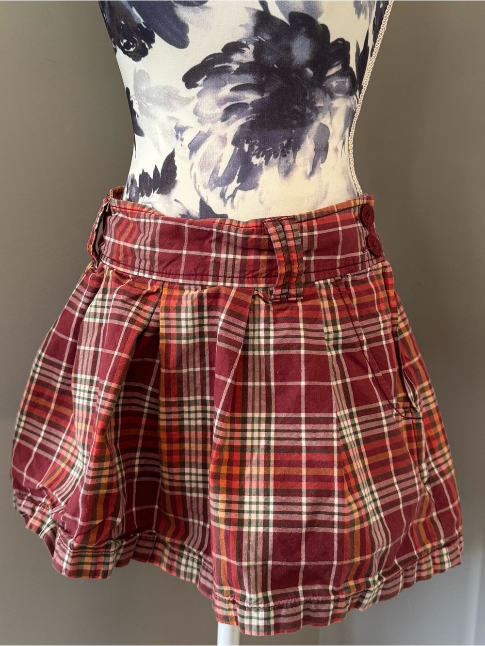 Jacob Red Plaid Pleated Mini Skirt